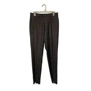 English Laundry Pants Mens 29 Brown Plaid Flat Front Dress Unfinished Hem NEW